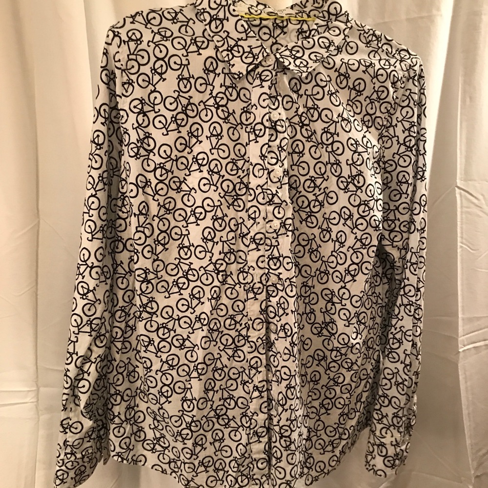 Crown and Ivy Bicycle Print Button Down